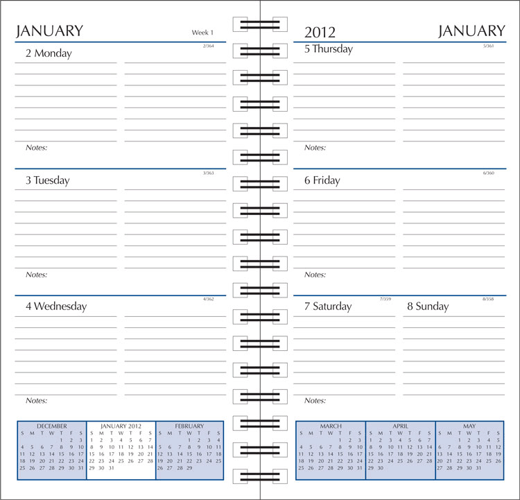 3 x 5 Wirebound Mini Weekly Planner, 2012 custom day planner calendars