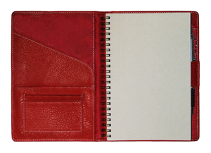 inside view of red leather classic calendar planner