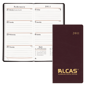 black cherry bonded leather pocket weekly planner