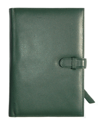 outside view of green leather Forever planner