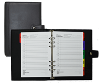 undated planner organizer with padded vinyl cover and snap closure